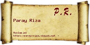 Paray Riza névjegykártya